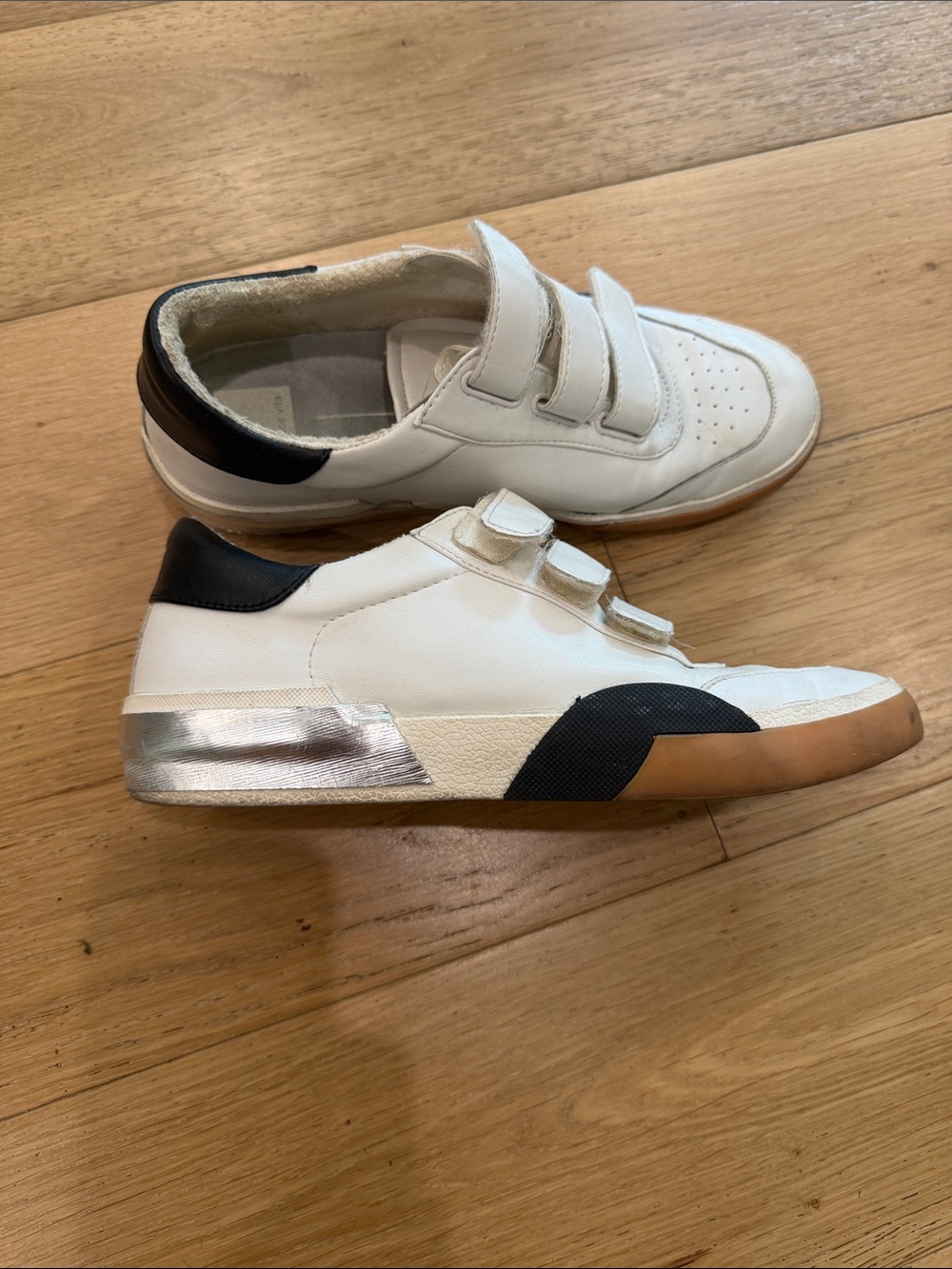 Dolce Vita White and Black Velcro Sneakers